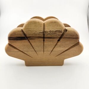 Vintage Myrtlewood Wooden ClamShell-Shaped napkin holder or mail holder